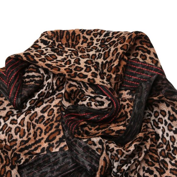 ECHO Leopard Animal Print Scarf Wrap Brown Red Black - Picture 3 of 7